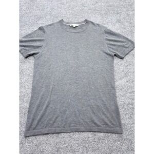 Jack Victor Mens Grey Cotton Silk Short Sleeve Knit Crewneck Sweater M